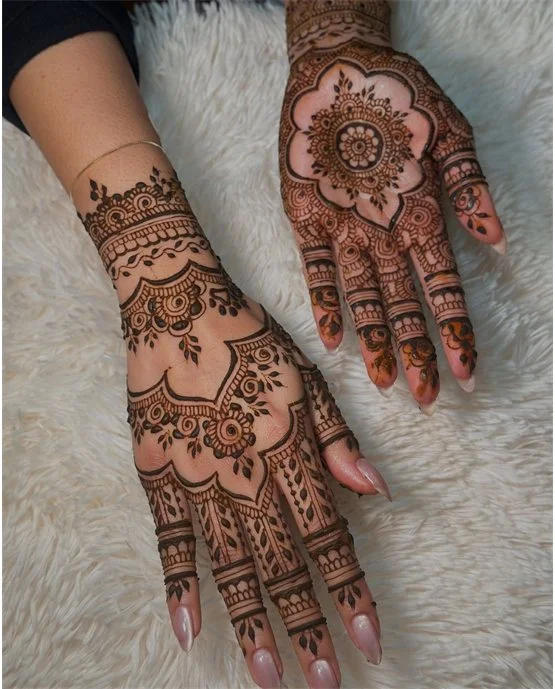Crescent And Bloom Charming Back Hand Mehndi Design Symmetry Crescent And Bloom Charming Back Hand Mehndi Design Symmetry